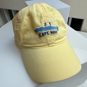 Smathers & Branson Cape May Needlepoint Ball Cap Hat Yellow 100% Cotton